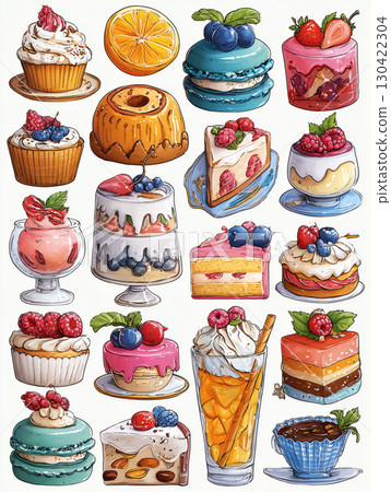 Discover the joy of super cute cartoon dessert stickers for sweet lovers 130422304