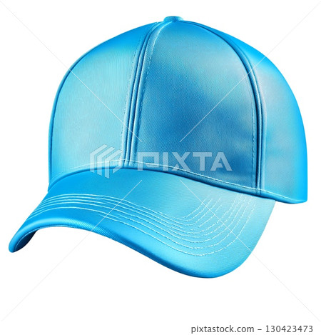 A bright blue baseball cap is shown against a white background 130423473