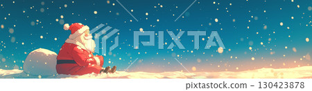 Santa Claus on a snowy night, anime style 130423878
