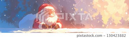 Santa Claus in the snow, cartoon style, copy space 130423882