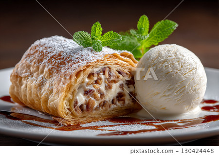 Apple Strudel with Ice Cream 130424448