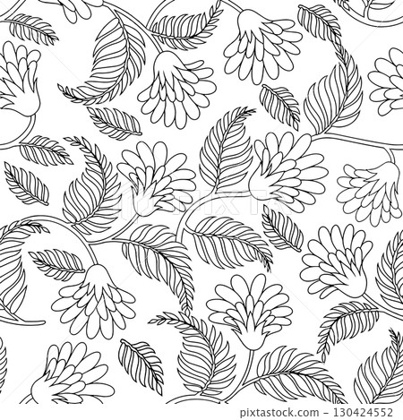 Coloring book. Seamless pattern of floral ornaments abstract flowers. Vector illustration Coloring book. Seamless pattern of floral ornaments abstract flowers. Vector illustration 130424552