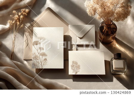 Elegant Stationery Flatlay 130424869