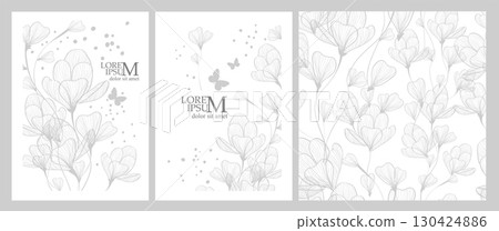 Beautiful wedding invitation card with branches and flowers. hand drawn. Not AI, Vector illustration Beautiful wedding invitation card with branches and flowers. hand drawn. Not AI, Vector illustration 130424886