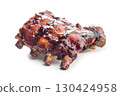 Pork BBQ glazed ribs isolated on white background. 130424958
