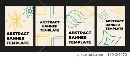 Set of modern creative banners and covers templates with geometric minimalistic shapes and bright color objects. Stylish posters for branding, advertising, social media, promo design, marketing visual 130424970