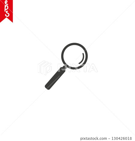 Monochromatic magnifying glass icon. Isolated on white Monochromatic magnifying glass icon. Isolated on white 130426018