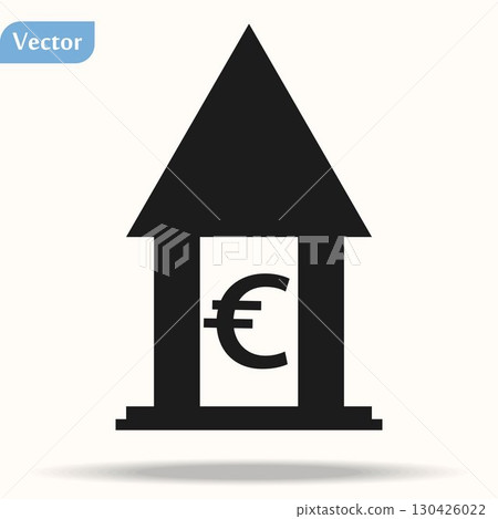 Home icon with Euro label in flat style on white background eps10 130426022