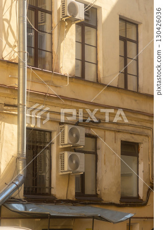 air conditioners are mounted on the wall. technologies for air cooling in hot weather. air conditioners are mounted on the wall. technologies for air cooling in hot weather. 130426036