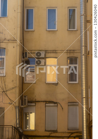 air conditioners are mounted on the wall. technologies for air cooling in hot weather. air conditioners are mounted on the wall. technologies for air cooling in hot weather. 130426040