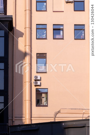 air conditioners are mounted on the wall. technologies for air cooling in hot weather. air conditioners are mounted on the wall. technologies for air cooling in hot weather. 130426044