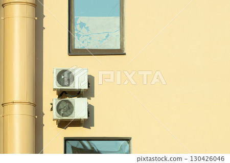 air conditioners are mounted on the wall. technologies for air cooling in hot weather. air conditioners are mounted on the wall. technologies for air cooling in hot weather. 130426046