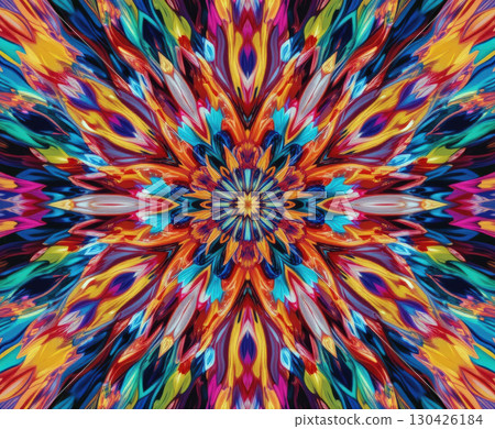Colorful Kaleidoscopic Abstract Art with Complex Symmetrical Patterns. 130426184