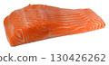 Fresh salmon fillet with bright orange color and pronounced fat lines. Isolated background 130426262