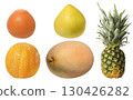 Pineapple, pomelo, grapefruit and ripe melon on isolated background 130426282