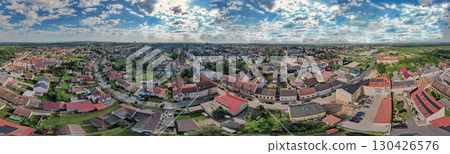 Scenic aerial drone panorama view of Nagykanizsa, Hungary town. 130426576