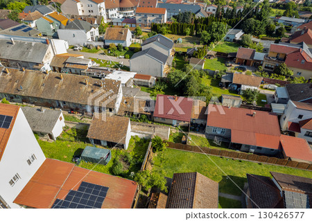 Residential houses with gardens in Nagykanizsa, Hungary. 130426577