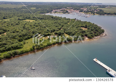 Aerial drone view of seaside Cervar-Porat, Istria, Croatia. 130426578