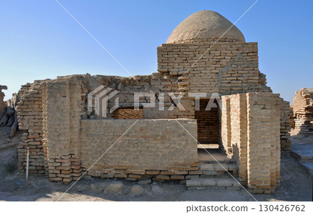 Turkmenistan, Ashgabat, Anau Ruins, Anau Tepe, ruins of a mosque destroyed by a major earthquake 130426762