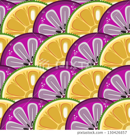 Jackfruit and star apple slices seamless pattern vector illustration 130426857