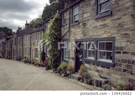 Yorkshire cobbled street in Haworth Yorkshire cobbled street in Haworth 130426882