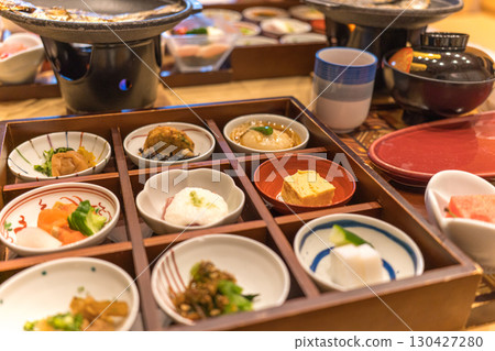 A luxurious breakfast scene at a luxury Japanese inn 130427280