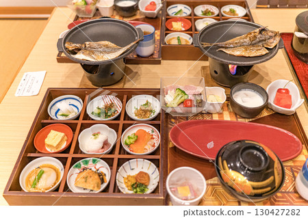 A luxurious breakfast scene at a luxury Japanese inn 130427282