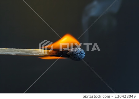 Ignited Match in Darkness, Macro Shot 130428049