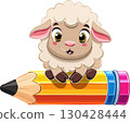 Cute Sheep and Pencil 130428444