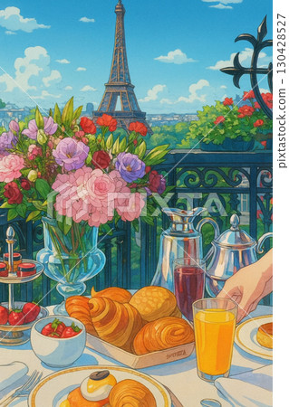 飯店早餐和艾菲爾鐵塔 130428527