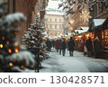 Christmas balls decoration at a market in Budapest in winter 130428571