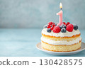 Bento Cake With Red Berries For Boy And Number One Is Burning 130428575