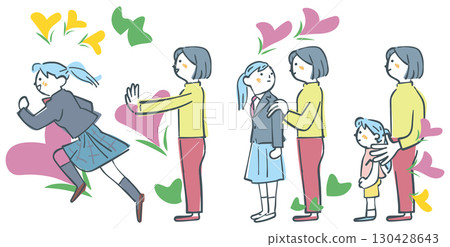 Child growth and parent-child bond set stock illustration material 130428643