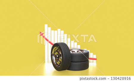 The Tire for Auto mobile or garage concept 3d Rendering. 130428916