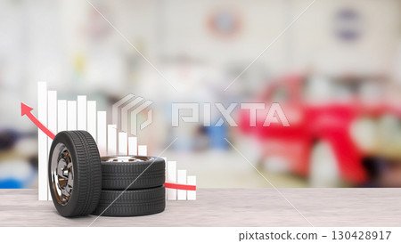 The Tire for Auto mobile or garage concept 3d Rendering. 130428917