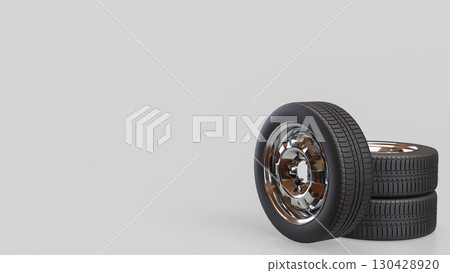 The Tire for Auto mobile or garage concept 3d Rendering. 130428920