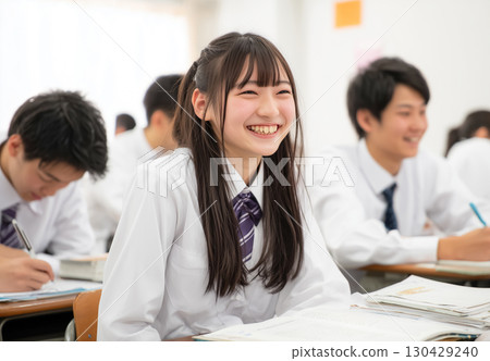 Japanese high school students studying in the classroom Japanese high school students studying in the classroom 130429240