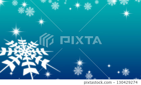 藍色漸層背景上的雪花和星星裝飾 130429274