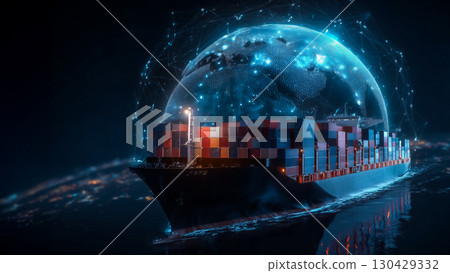 海洋運輸與全球通訊融合的影像 海洋運輸與全球通訊融合的影像 130429332