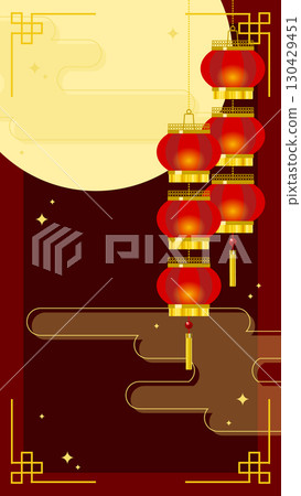 Full moon and lantern Mid-Autumn Festival image background/wallpaper 130429451