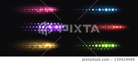 Colorful halftone shapes, glowing dynamic elements made from sparkling dots. Colorful halftone shapes, glowing dynamic elements made from sparkling dots. 130429499