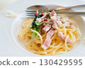 Bacon and spinach cream pasta 130429595