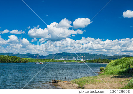 Summer scenery of the Yodo River, Hirakata City 130429608