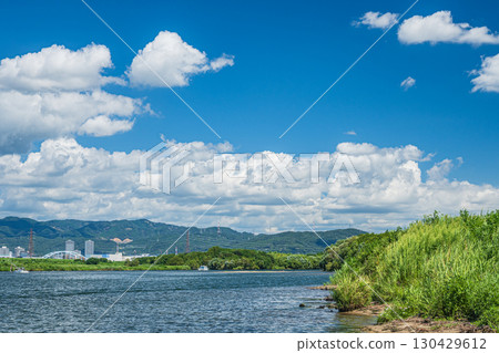 枚方市淀川的夏日風景 枚方市淀川的夏日風景 130429612