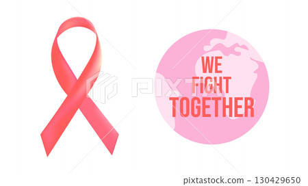 Breast Cancer Awareness Month. Pink ribbon symbol. Design postcard, banner, poster, and social media post. Vector illustration. 130429650