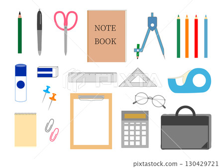 各種文具插圖素材集 130429721
