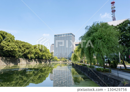 Scenery of moats and skyscrapers Scenery of moats and skyscrapers 130429756