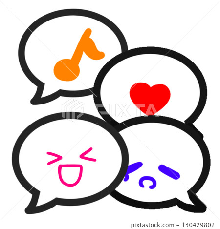 語音氣泡重疊的心音符悲傷的笑 130429802