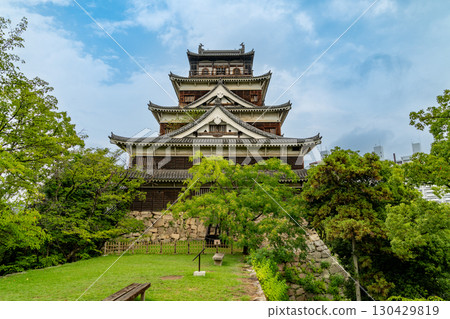 Hiroshima Castle surrounded by fresh greenery 130429819