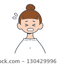 年輕女子憂慮的表情，上半身正面，簡單的插圖 130429996